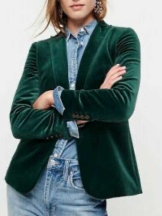 J. Crew Factory Jackets & Blazers - J.Crew Emerald Green Velvet Blazer Women’s Size 16